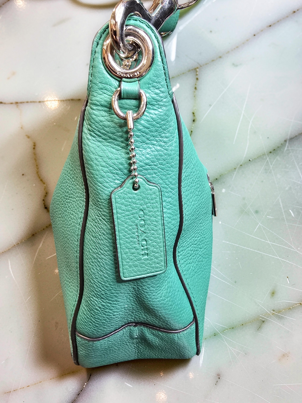 Coach Jes Leather Hobo Bag Mint Green Horse & Carriage-F72702 - Picture 6 of 14
